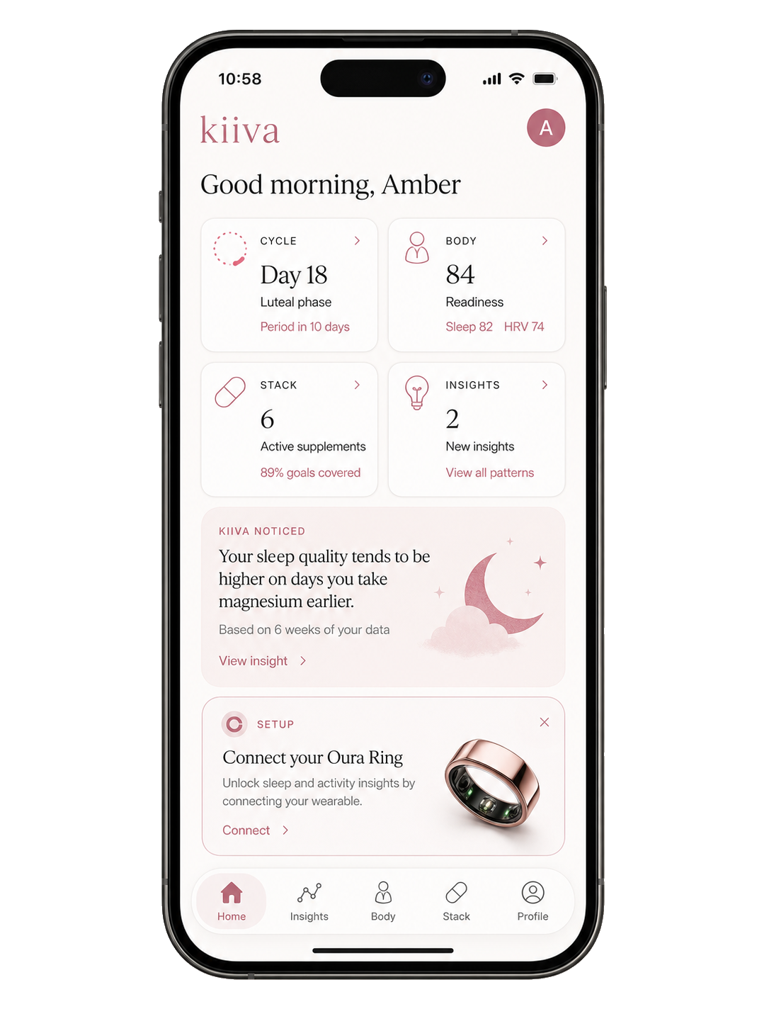 Kiiva home dashboard screen